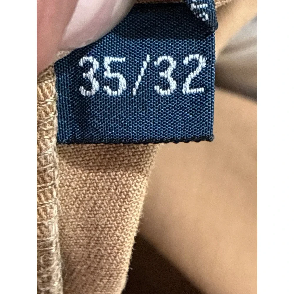 Polo Ralph Lauren Hammond Pant Mens 35x32 Tan Pleated‎ Cuffed Cotton Chinos Tan